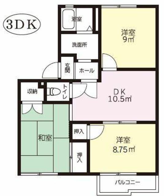 スプルースIVC(3DK/2階)の間取り写真