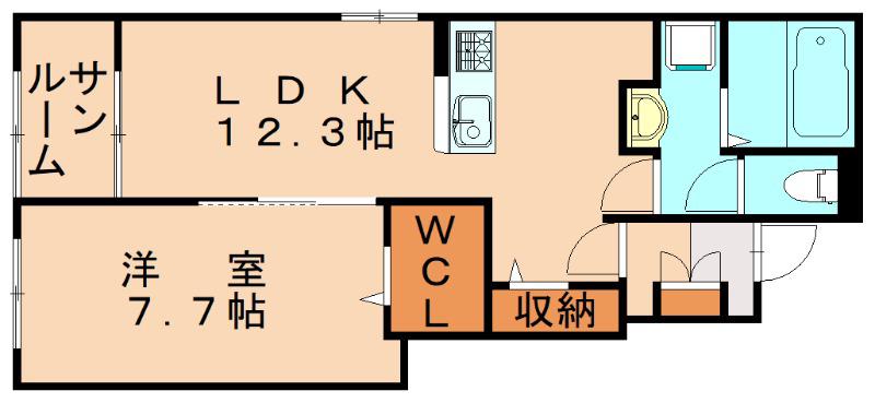 パークサイド(1LDK/1階)の間取り写真