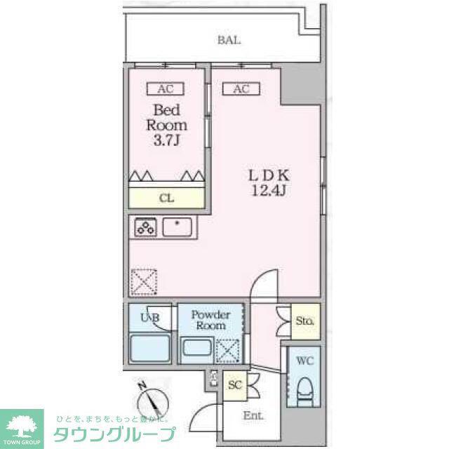 シャントロワ曙橋(1LDK/7階)の間取り写真