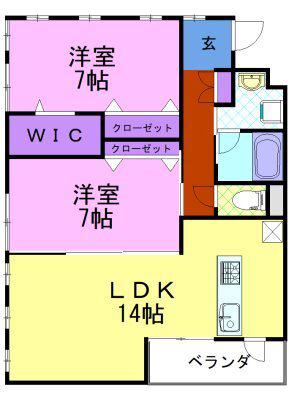 ベルフォート(2LDK/1階)の間取り写真