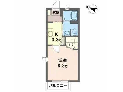 メゾン・ド・ソレイユB(1K/1階)の間取り写真