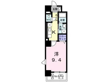 グランツコート(1K/9階)の間取り写真