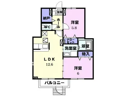 グラン フルール(2LDK/1階)の間取り写真