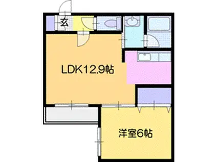 バーニーズメルシー(1LDK/2階)の間取り写真