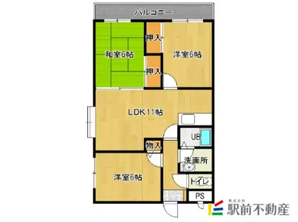 アスパ観世音寺(3LDK/2階)の間取り写真