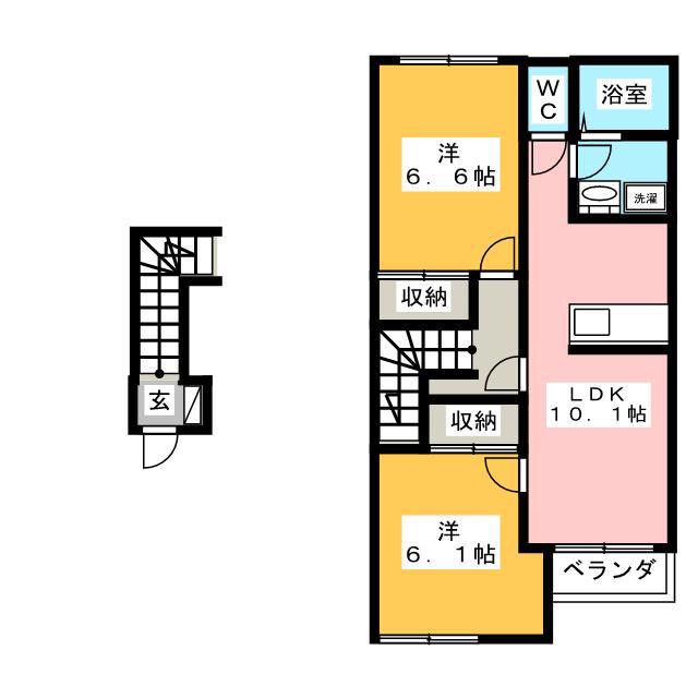 ひだまりの丘(2LDK/2階)の間取り写真