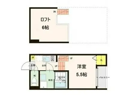 ハーモニーテラス小田原II(1K/2階)の間取り写真