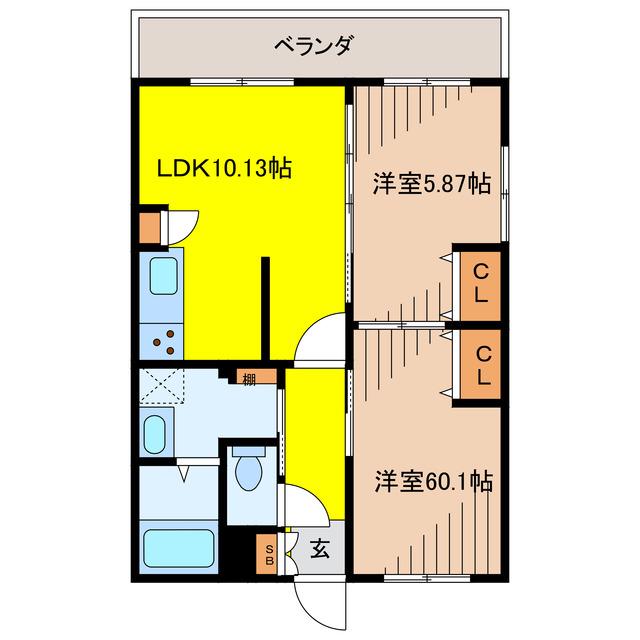 LILY(2LDK/4階)の間取り写真