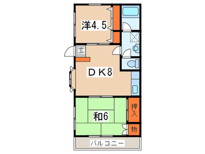 ファーストパレス長津田(2DK/1階)の間取り写真