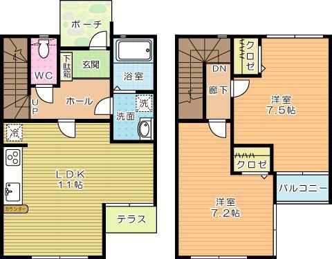 ナーセリーM(2LDK/1階)の間取り写真