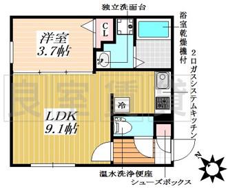QUADOR吹上サウス(1LDK/3階)の間取り写真