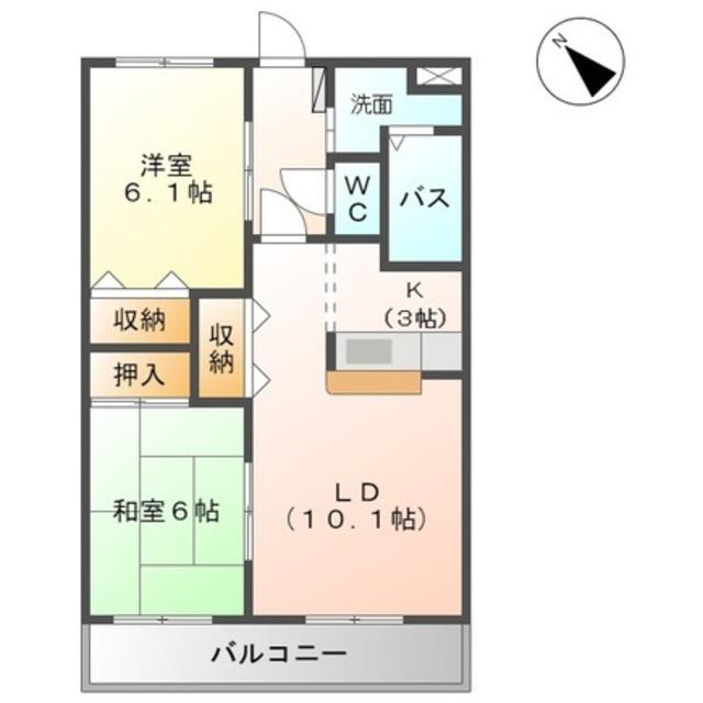 サンハイム中村(2LDK/1階)の間取り写真