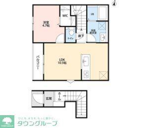 リーブルファイン吉川保(1LDK/2階)の間取り写真