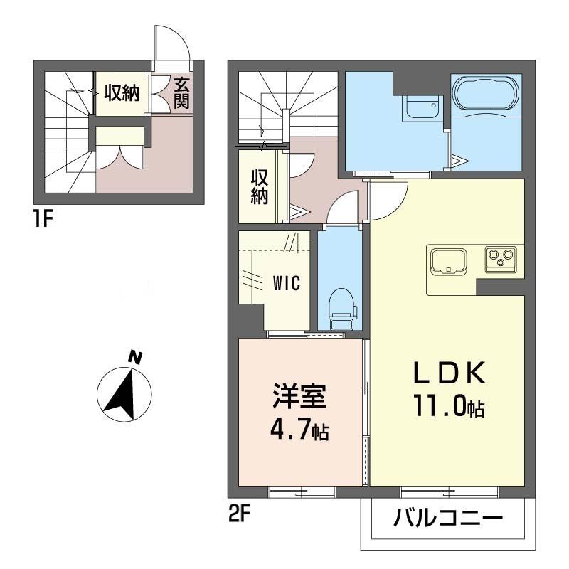 JR総武本線 四街道駅 徒歩16分 2階建 築2年(2LDK/2階)の間取り写真