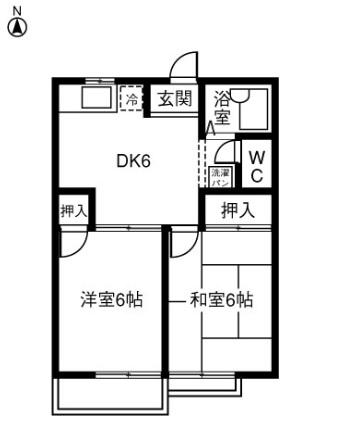 メゾンスピカA棟(2DK/2階)の間取り写真