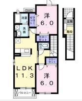 グランパル21A(2LDK/2階)の間取り写真