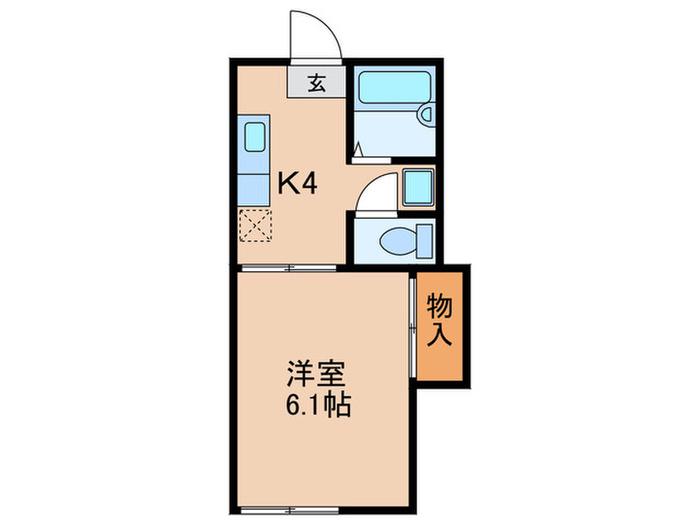 ムカイハラハウス(1K/1階)の間取り写真