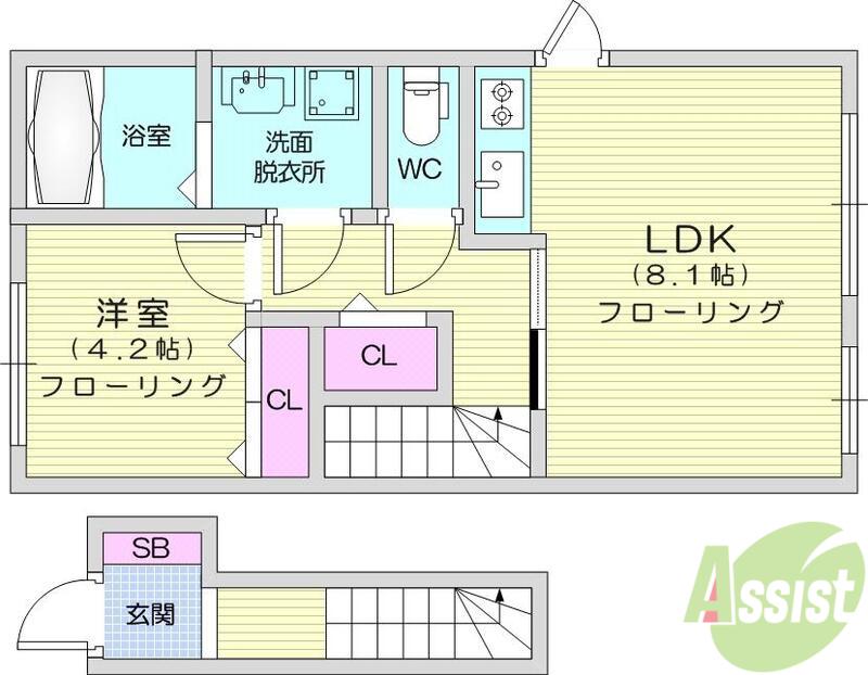 ルミエール・M(1LDK/2階)の間取り写真
