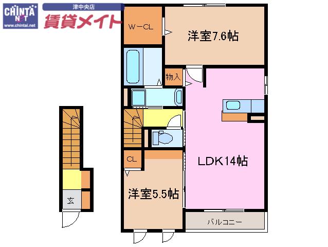 ライプン(2LDK/2階)の間取り写真