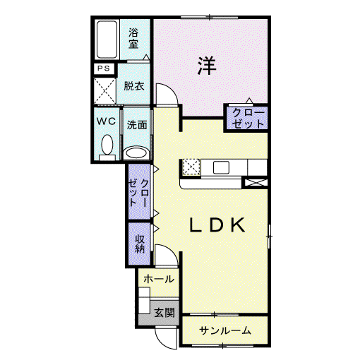 メゾンソレイユ(1LDK/1階)の間取り写真