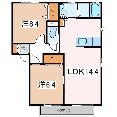MASTTOWN島内 C棟(2LDK/1階)の間取り写真