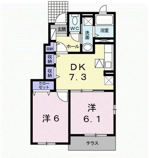 わかやま電鉄貴志川線 西山口駅 徒歩7分 2階建 築17年(2DK/1階)の間取り写真