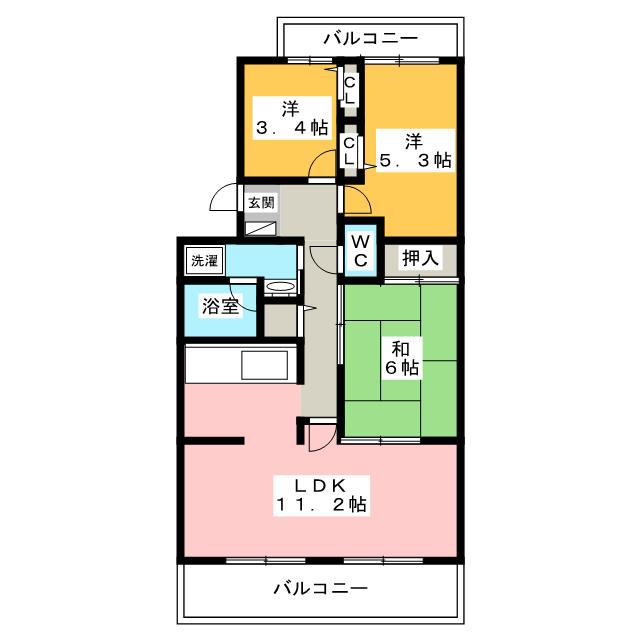 フィール天神町2号館(3LDK/1階)の間取り写真