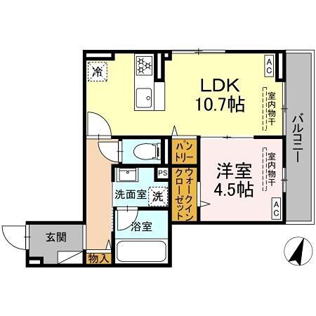 D PAINA ODORIBA(1LDK/3階)の間取り写真