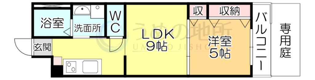 コロンII(1LDK/1階)の間取り写真