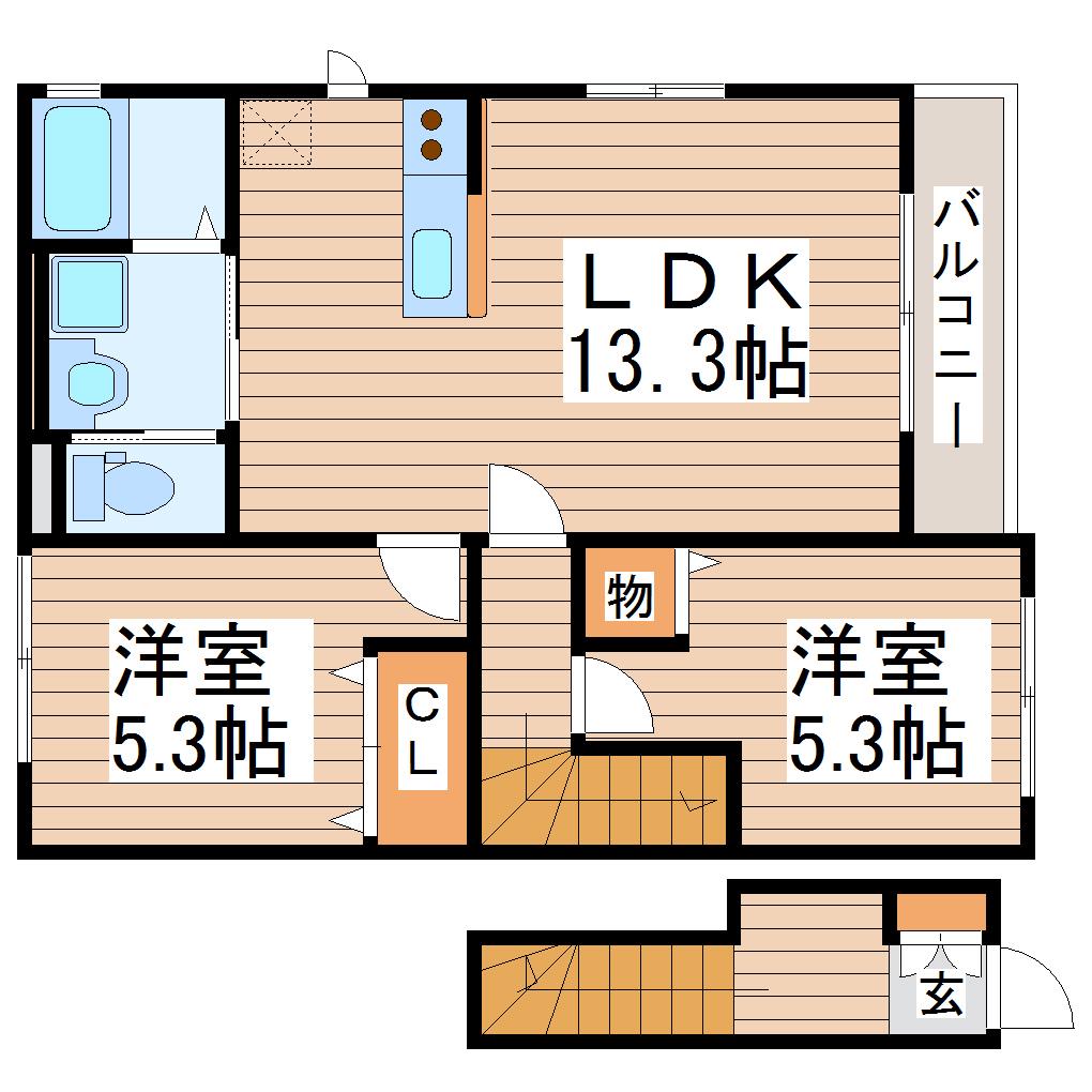 LEGEND美田園(2LDK/2階)の間取り写真