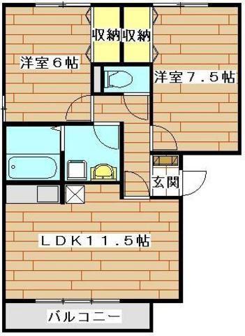 プリムヴェール 壱番館(2LDK/3階)の間取り写真