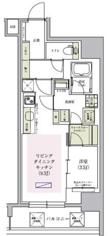アーバネックス谷町四丁目(1LDK/2階)の間取り写真