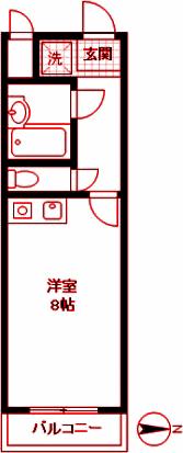 ポンデロッサ鶴見II(ワンルーム/2階)の間取り写真