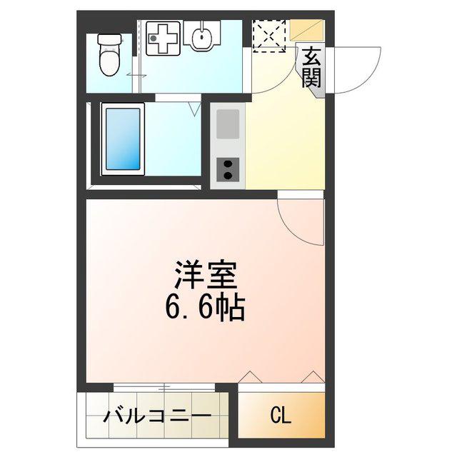 ハーモニーテラス杉本II(1K/2階)の間取り写真