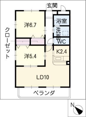 メゾンひまわり(2LDK/1階)の間取り写真
