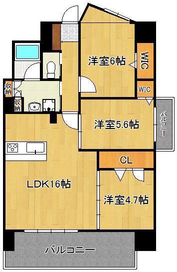 グランヒルズ下曽根(3LDK/4階)の間取り写真