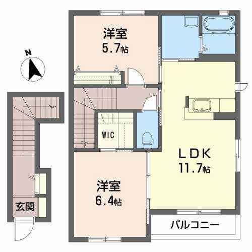 オレンジコート A(2LDK/2階)の間取り写真