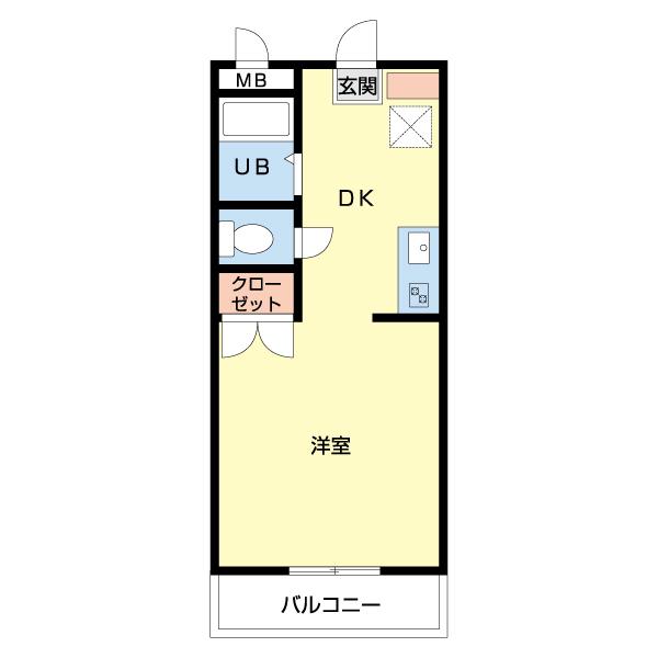 サンフレッチェ虹ケ丘(1K/3階)の間取り写真