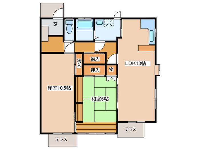 JR横須賀線 逗子駅 バス乗車時間:11分 最寄りバス停で下車 徒歩4分 2階建 築35年(2LDK/1階)の間取り写真