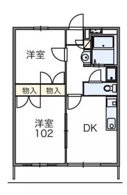 レオパレスピュアグリーン(2DK/1階)の間取り写真