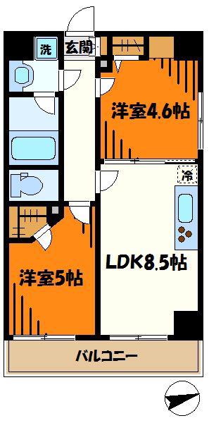 SOLCIELOKAWASAKI(2LDK/7階)の間取り写真