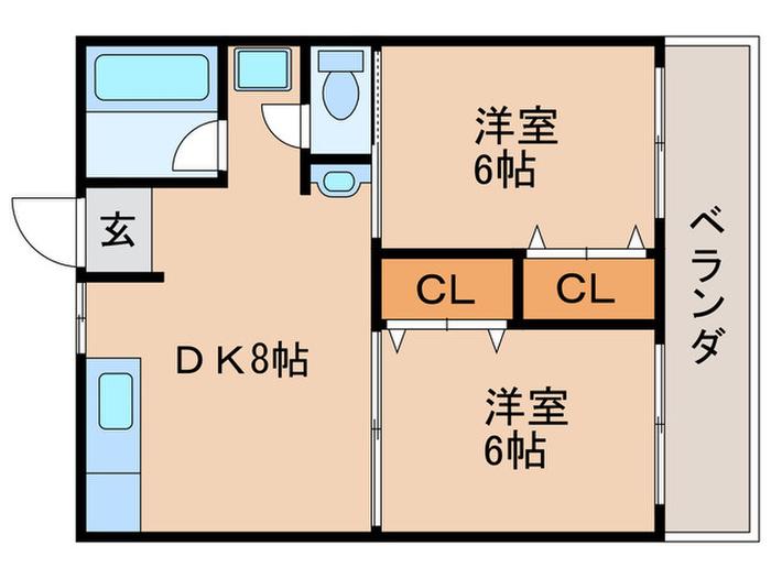桂リバーサイドハイツ(2DK/1階)の間取り写真
