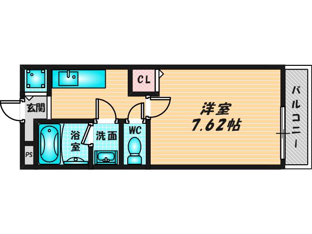 リバーサイド金岡III(1K/2階)の間取り写真