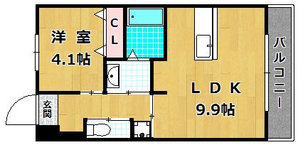 ユニヴァリィ サンシャイン(1LDK/1階)の間取り写真