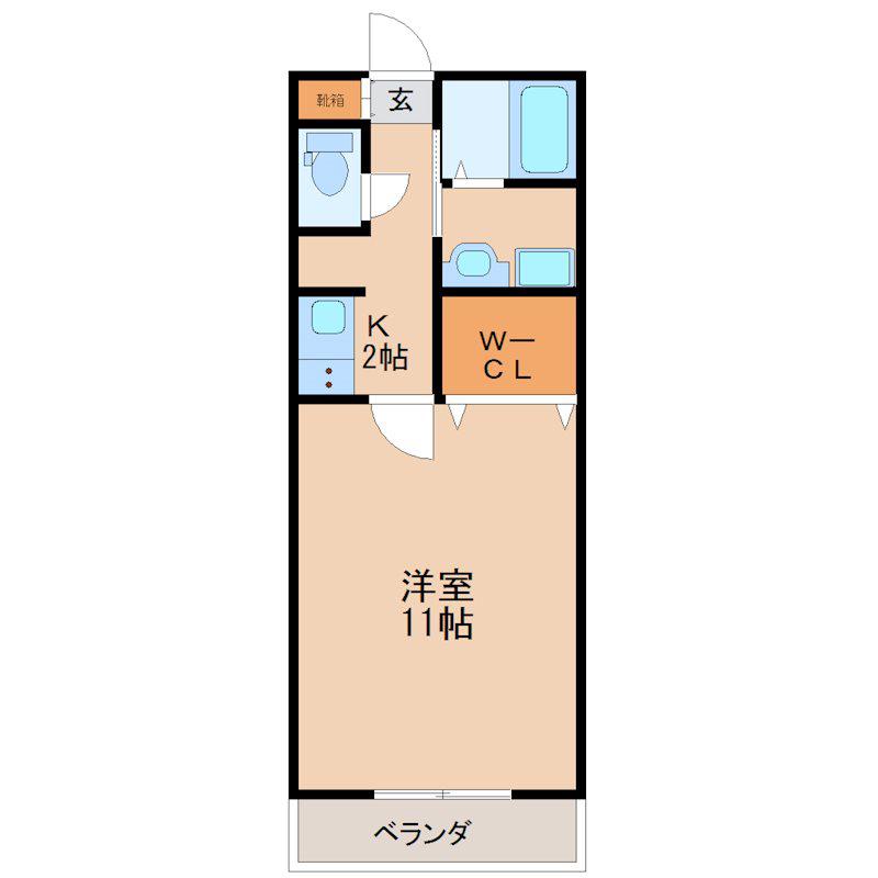 シュトラーゼ鳥栖(1K/4階)の間取り写真