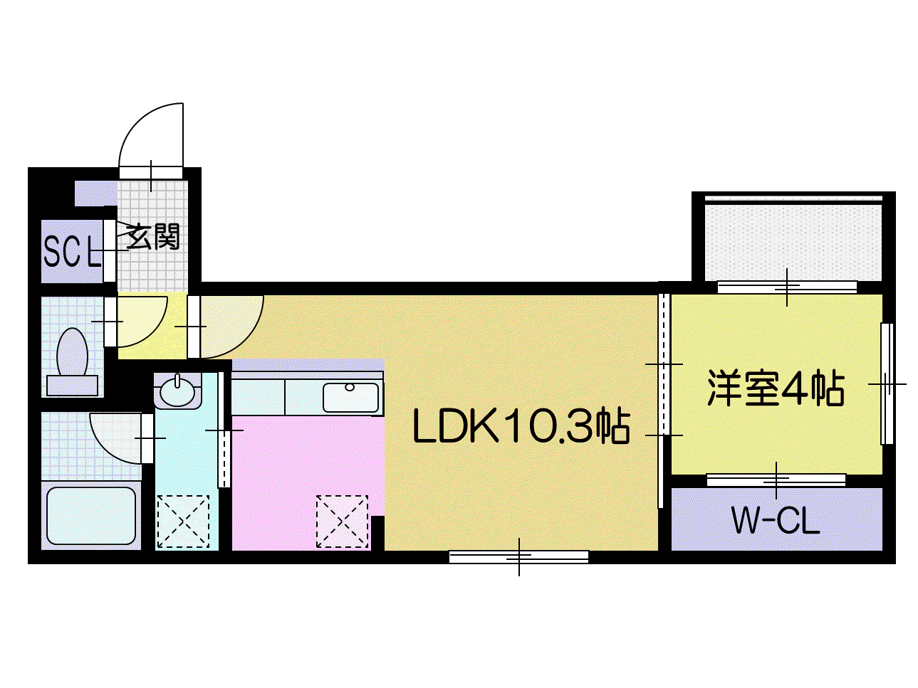 千歳市日の出3丁目AP(1LDK/3階)の間取り写真
