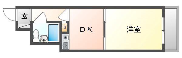 ライオンズマンション中山下(1DK/6階)の間取り写真