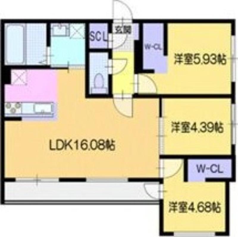 ラ・シュエット北大前(3LDK/4階)の間取り写真