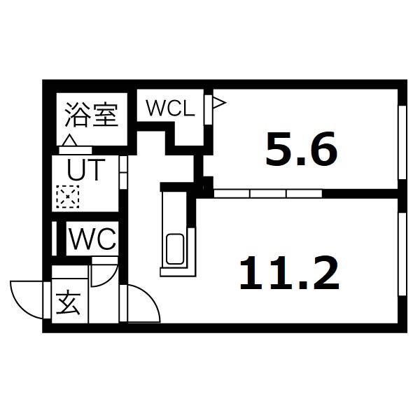 ALPHA中島公園(1LDK/2階)の間取り写真