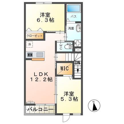 スカイ クレール(2LDK/2階)の間取り写真